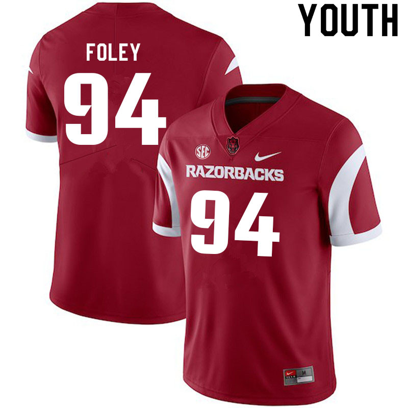 Youth #94 Patrick Foley Arkansas Razorbacks College Football Jerseys Sale-Cardinal